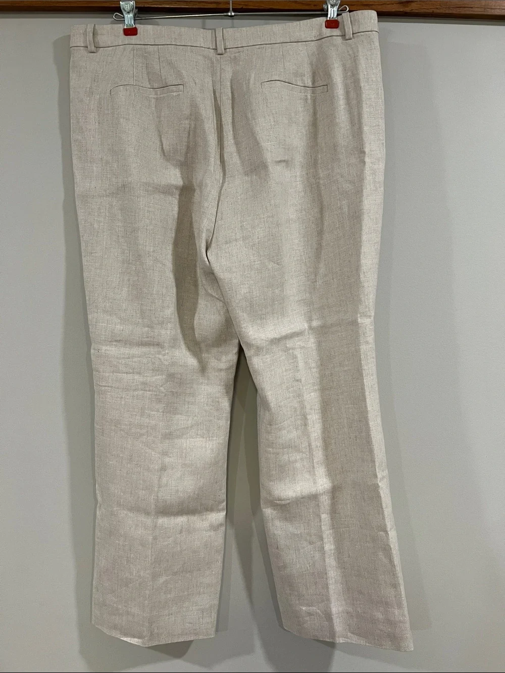 J.Crew - linen, beige wide leg cropped slacks, 14